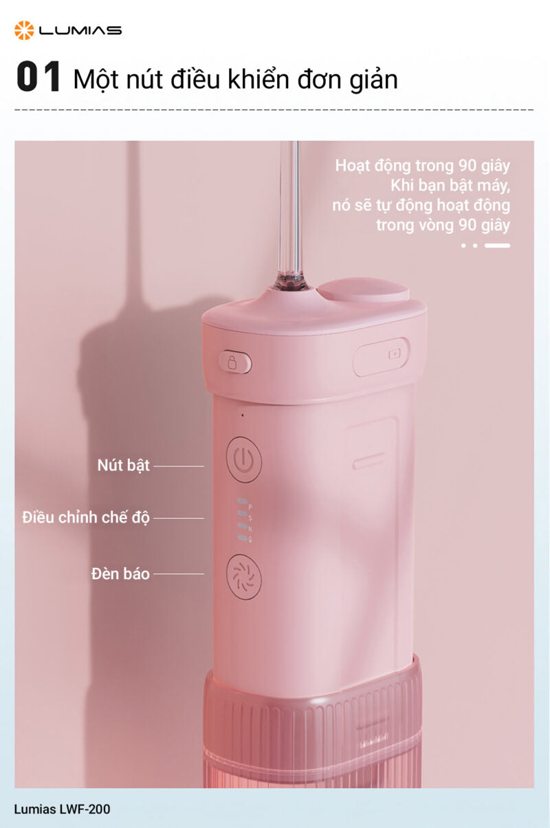 Máy tăm nước mini Lumias LWF-200P/LWF-200W 3 chế độ