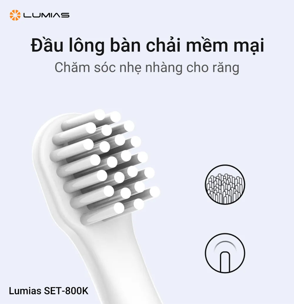 Bàn chải điện cho trẻ em 3-12 tuổi Lumias SET-800KP/SET-800KB thiết kế dễ cầm cho bé