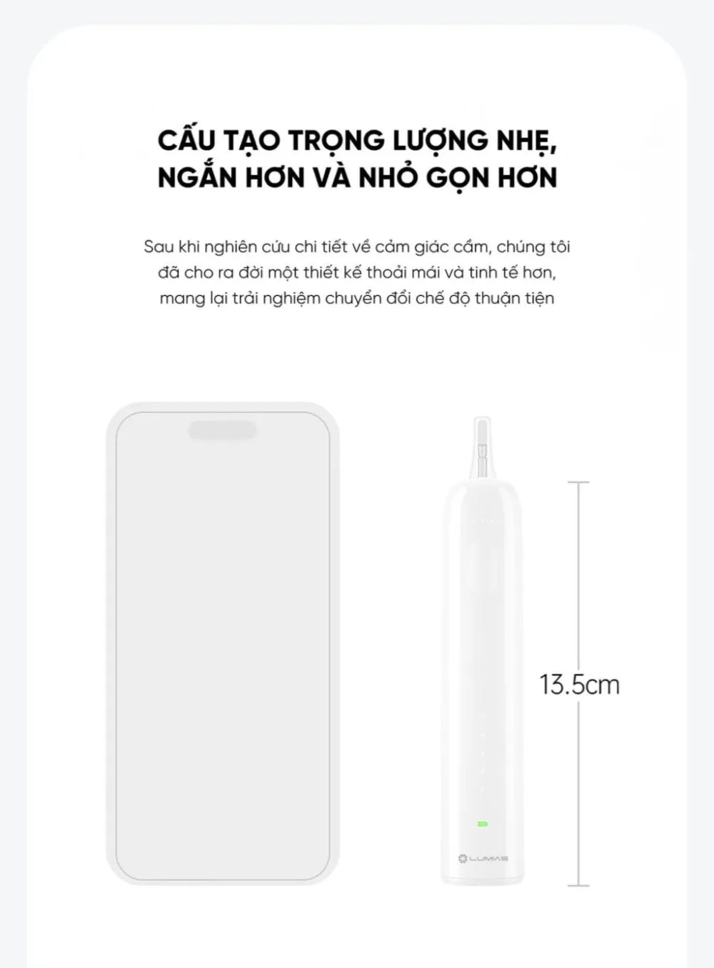 Bàn chải điện Lumias SET-1000 chống nước IPX7, sạc Type-C.