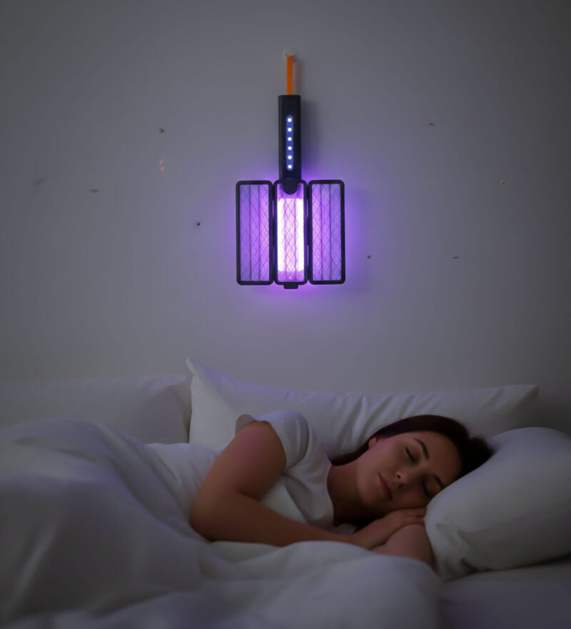 Vợt bắt muỗi tích hợp đèn Lumias F6 có  đèn LED UV hỗ trợ bẫy muỗi. 