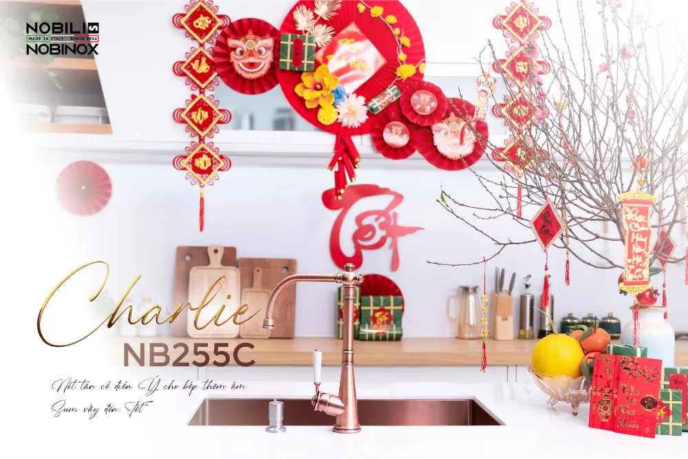 Vòi bếp Nobili CHARLIE NB255C thân đồng