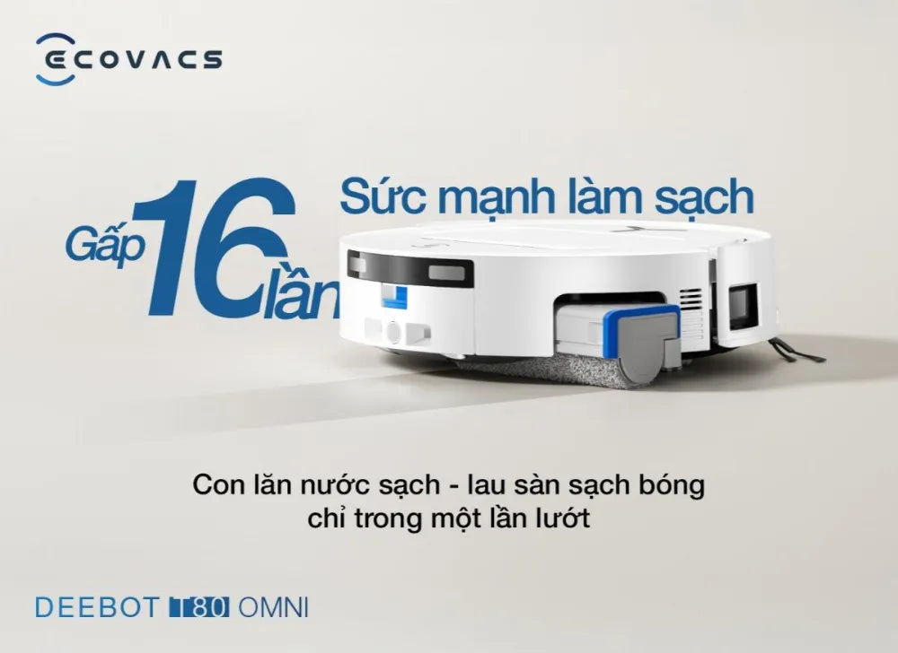 Robot hút bụi lau nhà Ecovacs DEEBOT T80 OMNI lau sàn sạch bóng