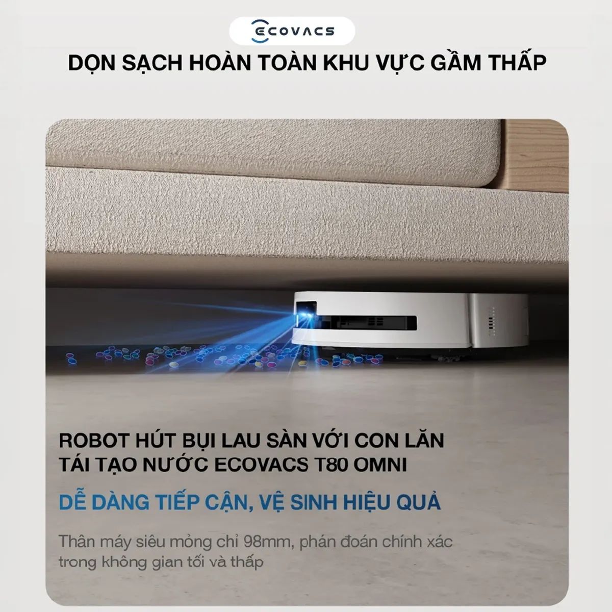 Robot Hút Bụi Lau Nhà Ecovacs Deebot T80 Max Omni 40.000Pa