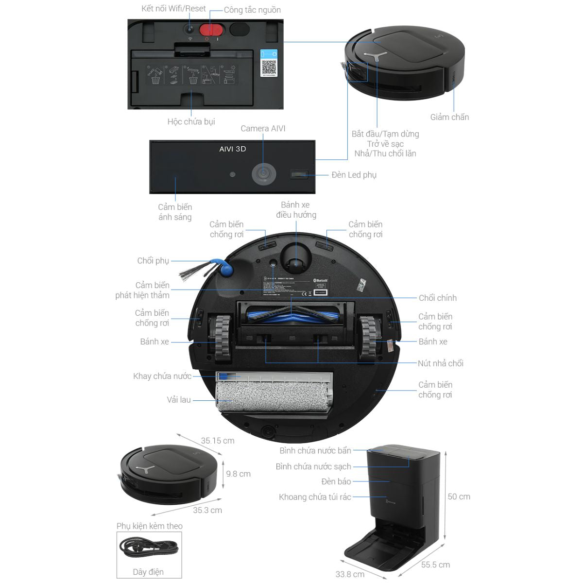 Robot Hút Bụi Lau Nhà Ecovacs Deebot T80 Max Omni 40.000Pa