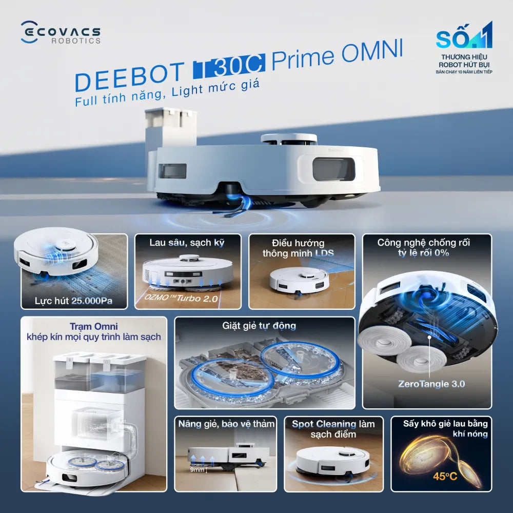 các tính năng DEEBOT T30C PRIME OMNI