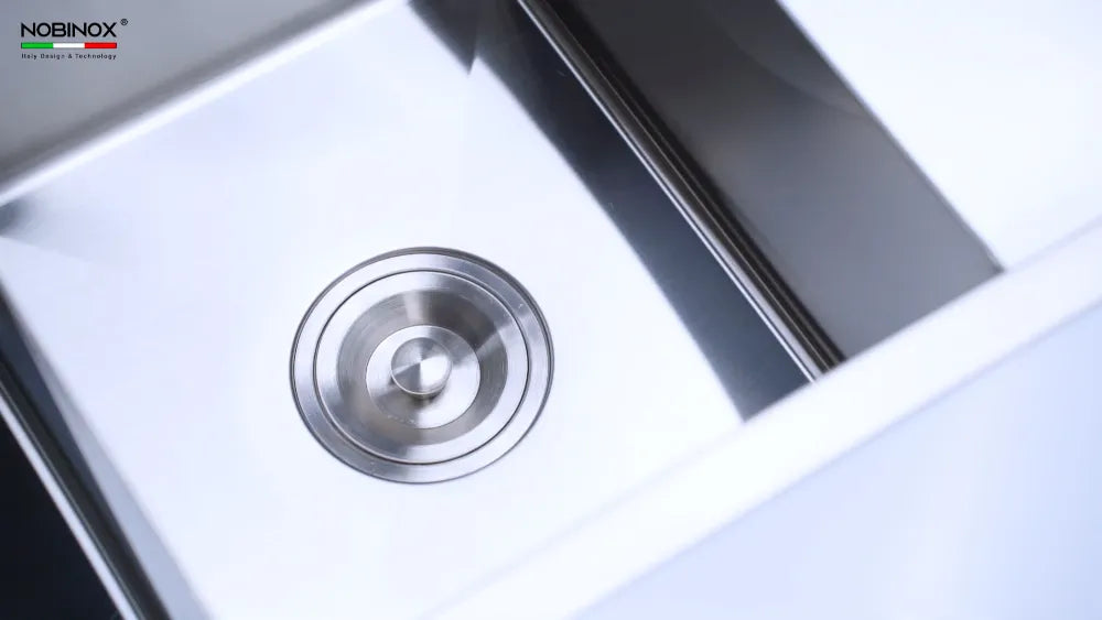 Chậu bếp Nobinox LIKEN NL746 có nắp lỗ thoát nước