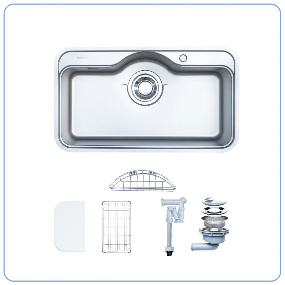 Chậu bếp ROSA NN995D kèm phụ kiện. 