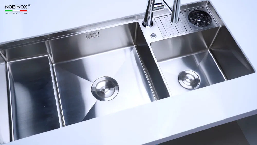 Chậu bếp Nobinox RAZZIA NJ577 phù hợp với gia đình cần một khu vực rửa rộng lớn