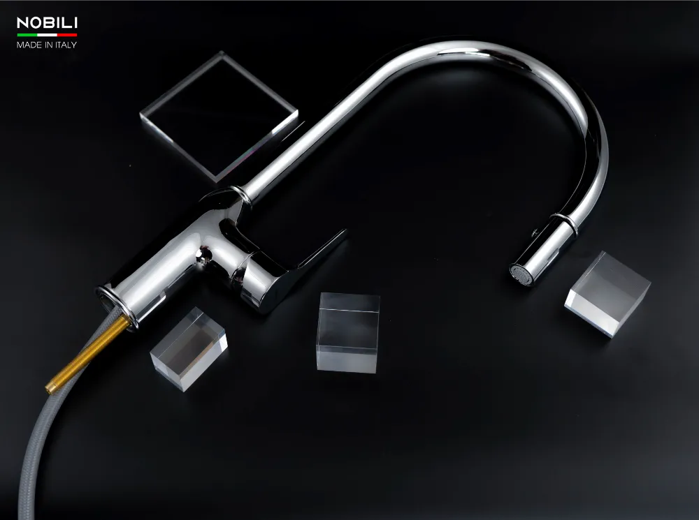 Vòi bếp Nobili RING NB131L thân đồng màu Chrome.