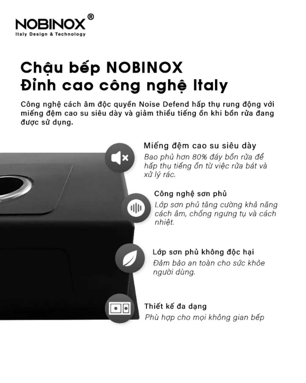 Chậu bếp LUMIA NJ513B công nghệ italy