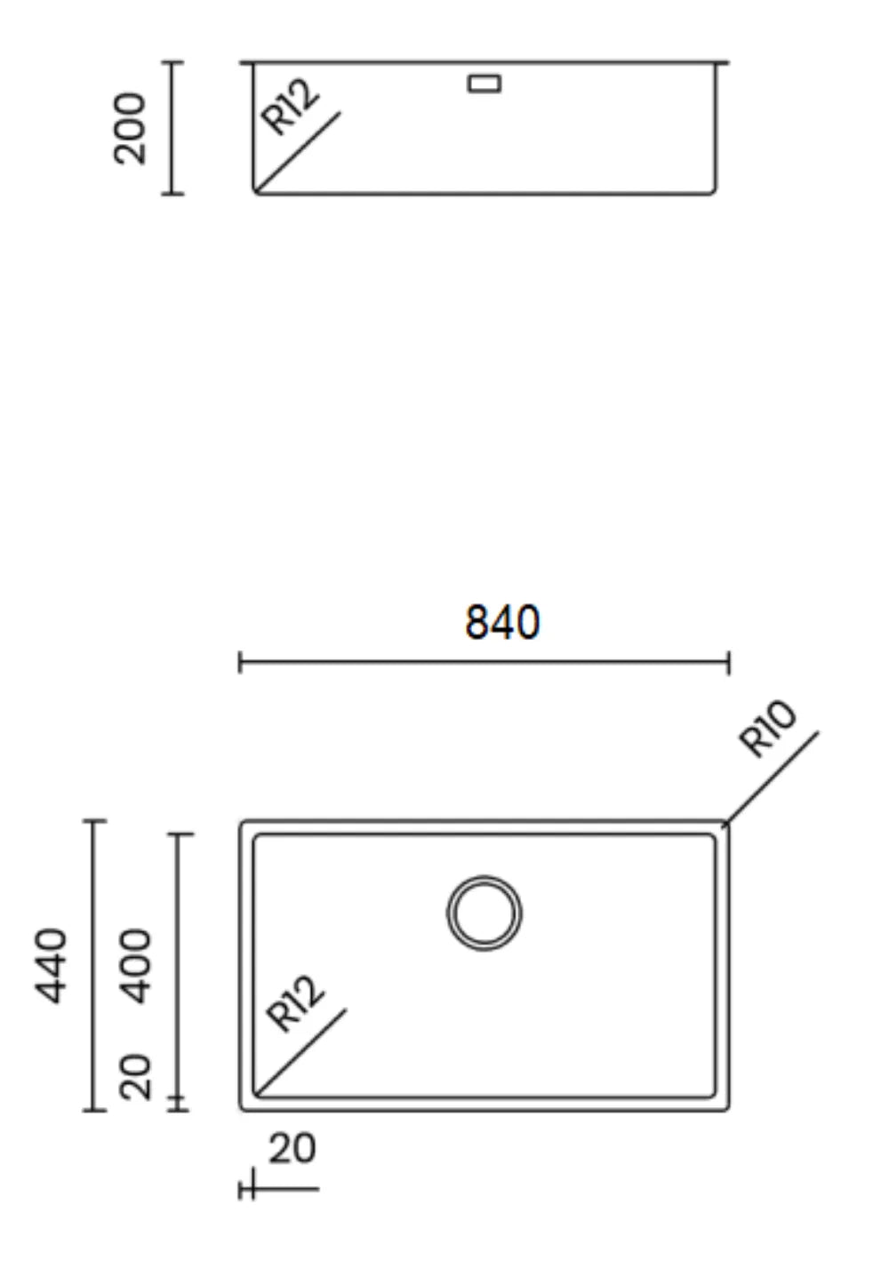 Kích thước chậu TASCA DURIX NT622N