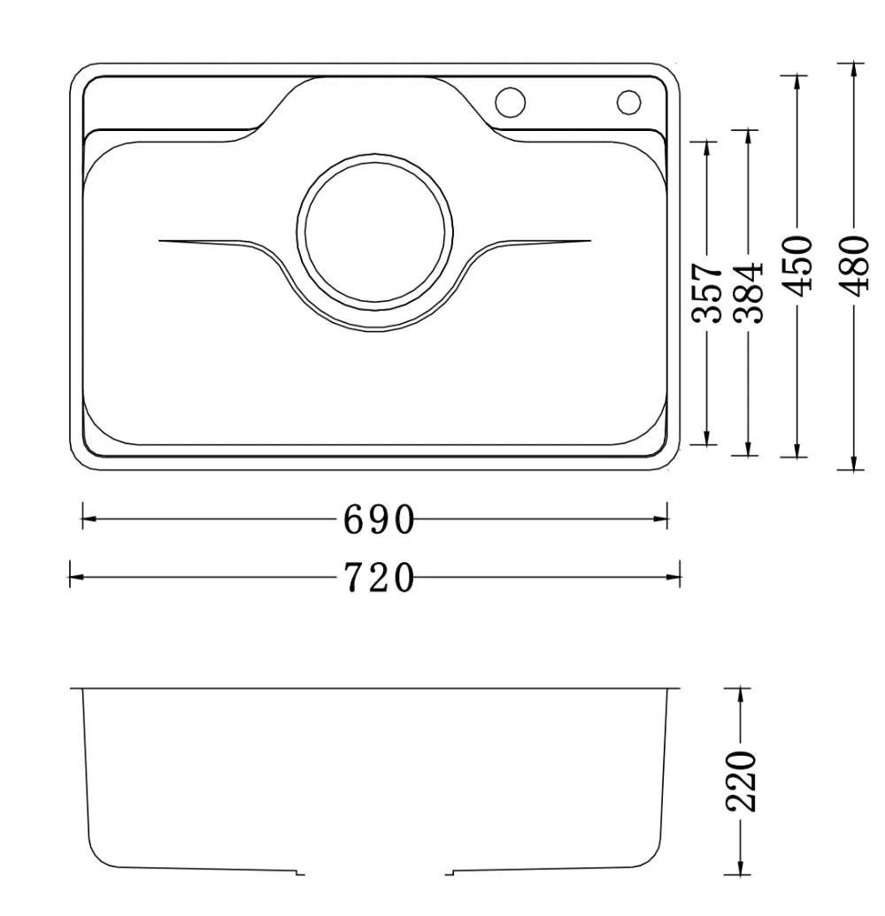 Kích thước Chậu bếp Nobinox LIKEN NL724D
