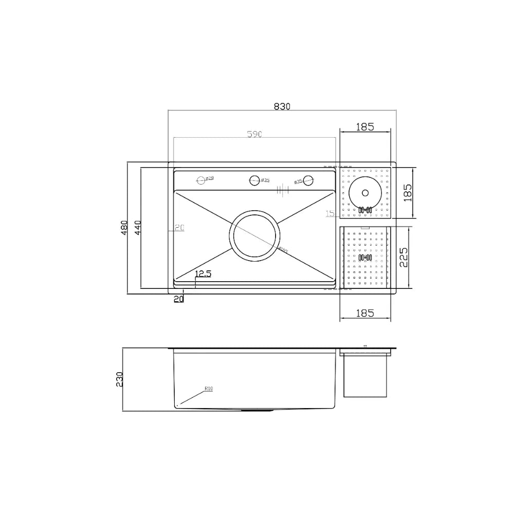 thông số Chậu bếp Nobinox LUMIA PVD đen NJ510B