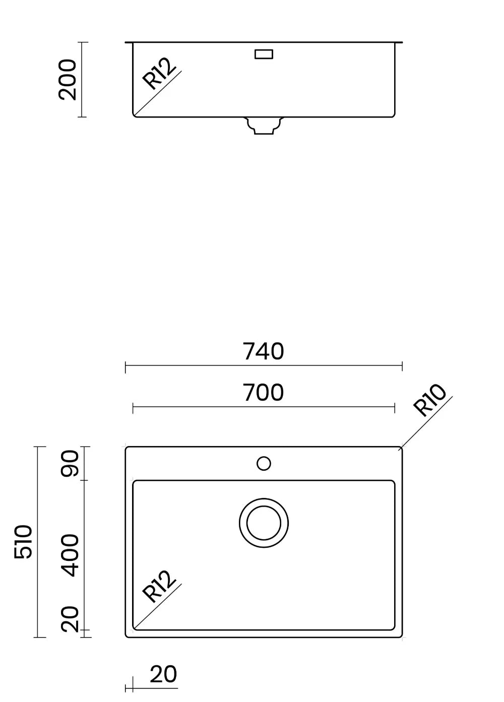 Kích thước Chậu TASCA PURA NT675T