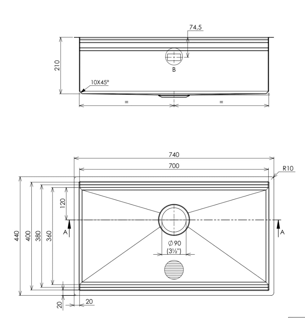 Kích thước Chậu TASCA STEP NT644U 