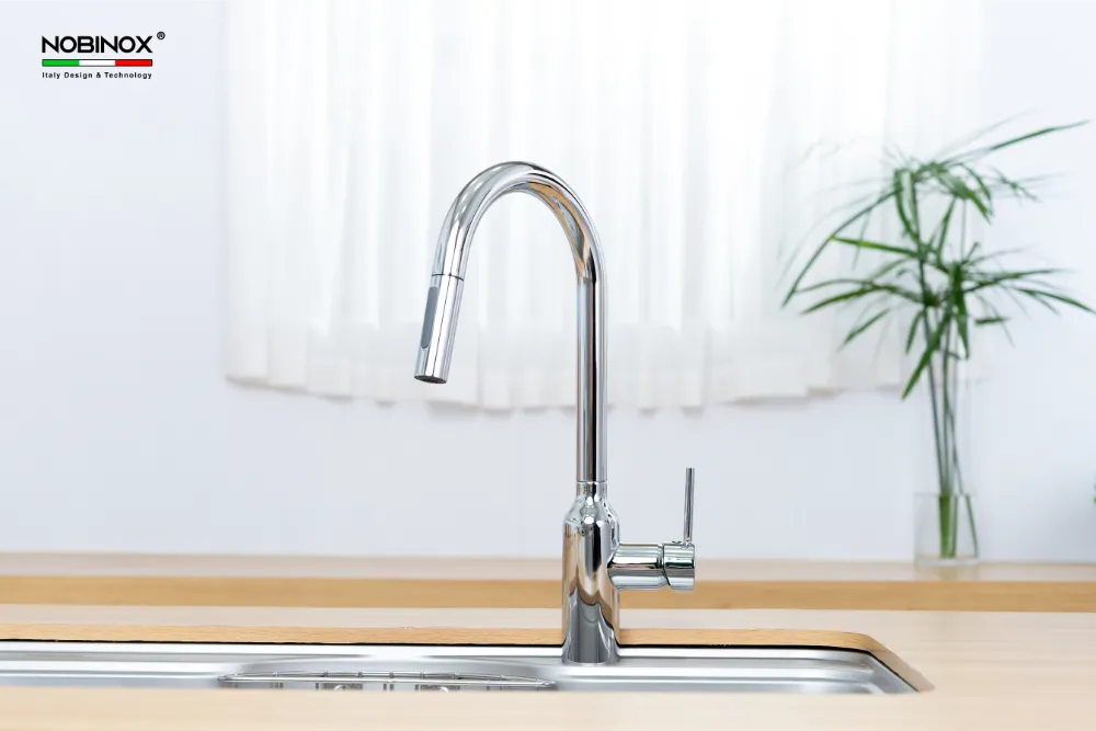 Vòi bếp AQUA NX660N - Dây rút Chrome cao 420mm