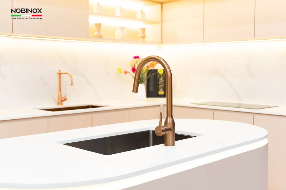 Vòi bếp AQUA NX662T màu vàng hồng