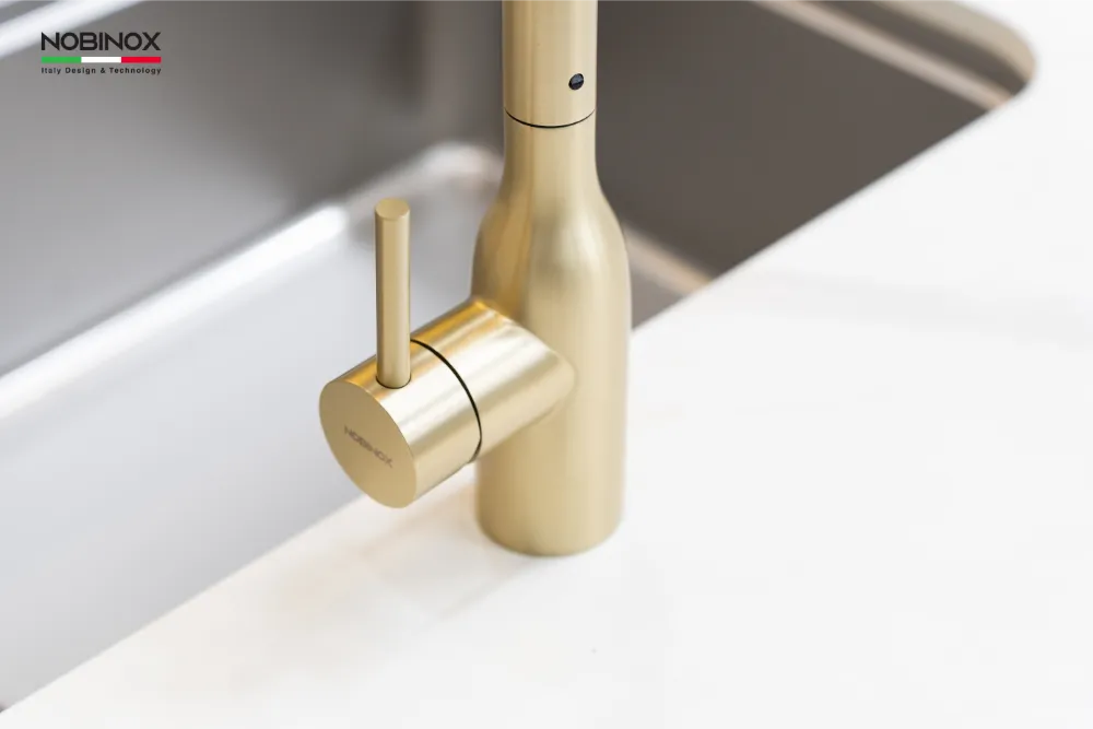 Vòi bếp AQUA NX663V inox 304 màu Brushed Gold