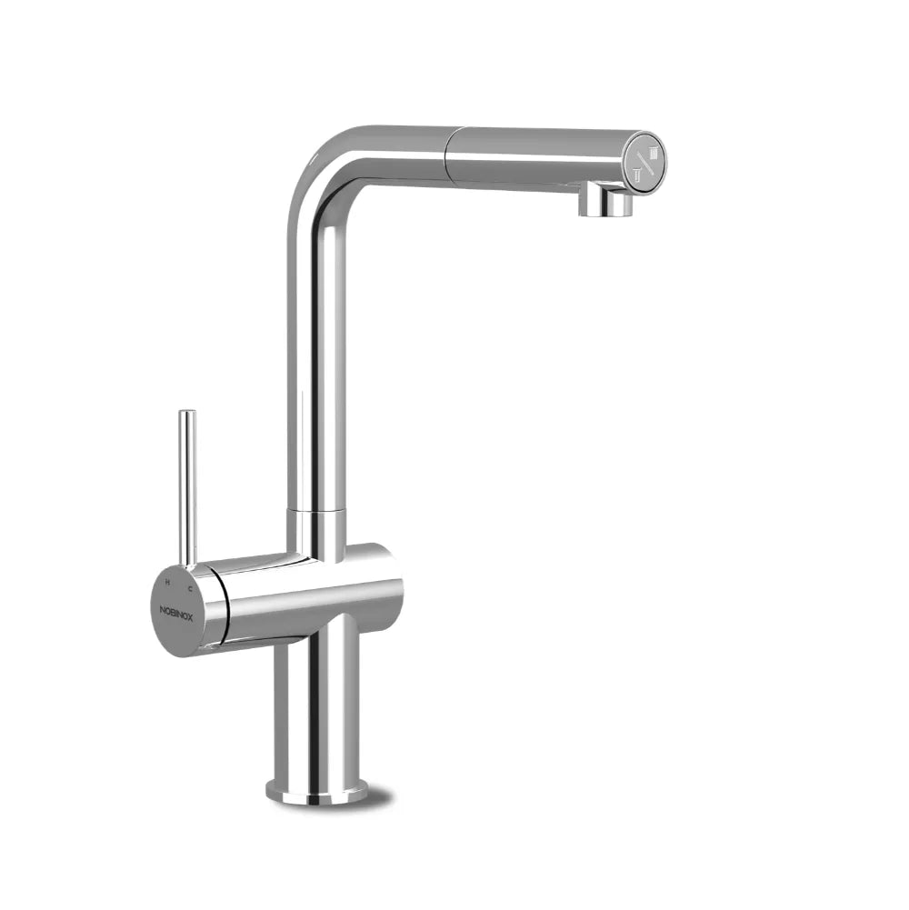 Vòi bếp BIANCO NX601 dây rút nóng lạnh, nút bấm thông minh
