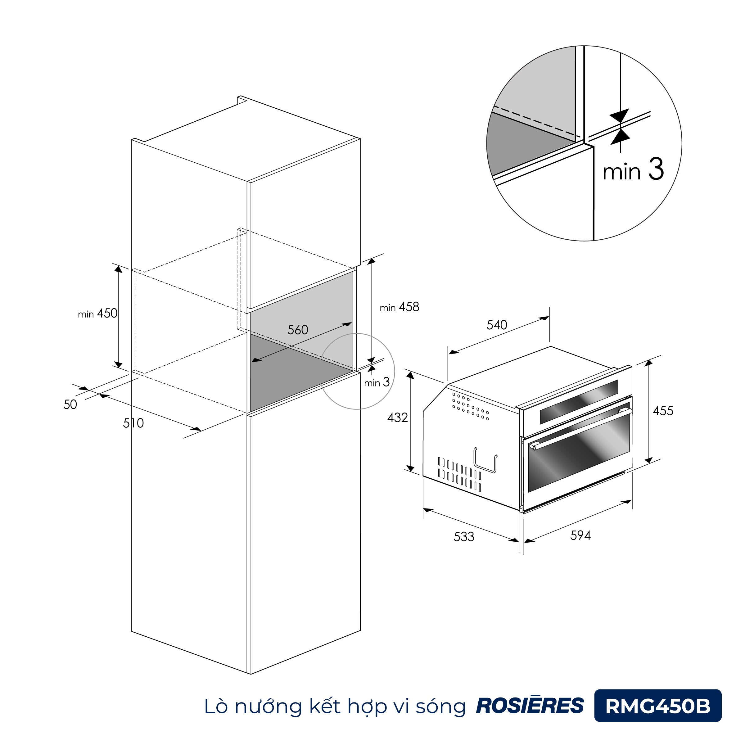 Lò nướng kết hợp vi sóng Rosières RMG450B cao cấp