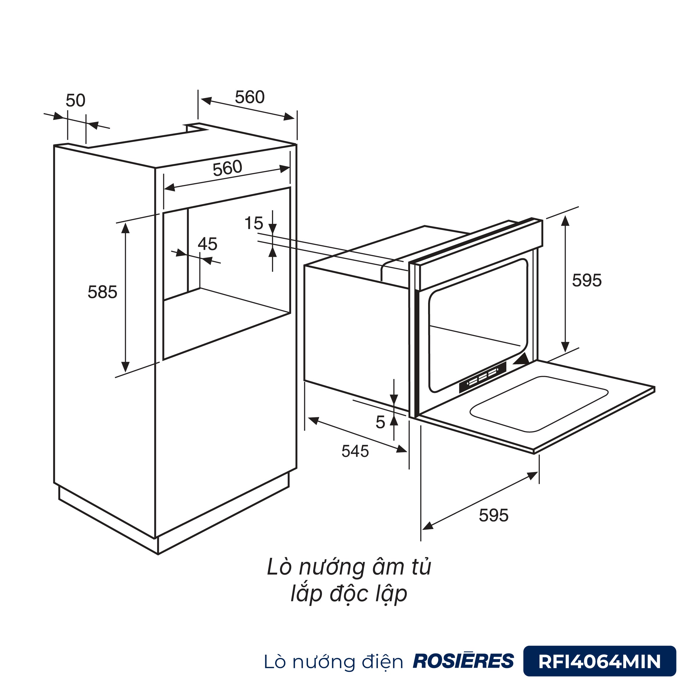 Lò nướng âm tủ lắp độc lập