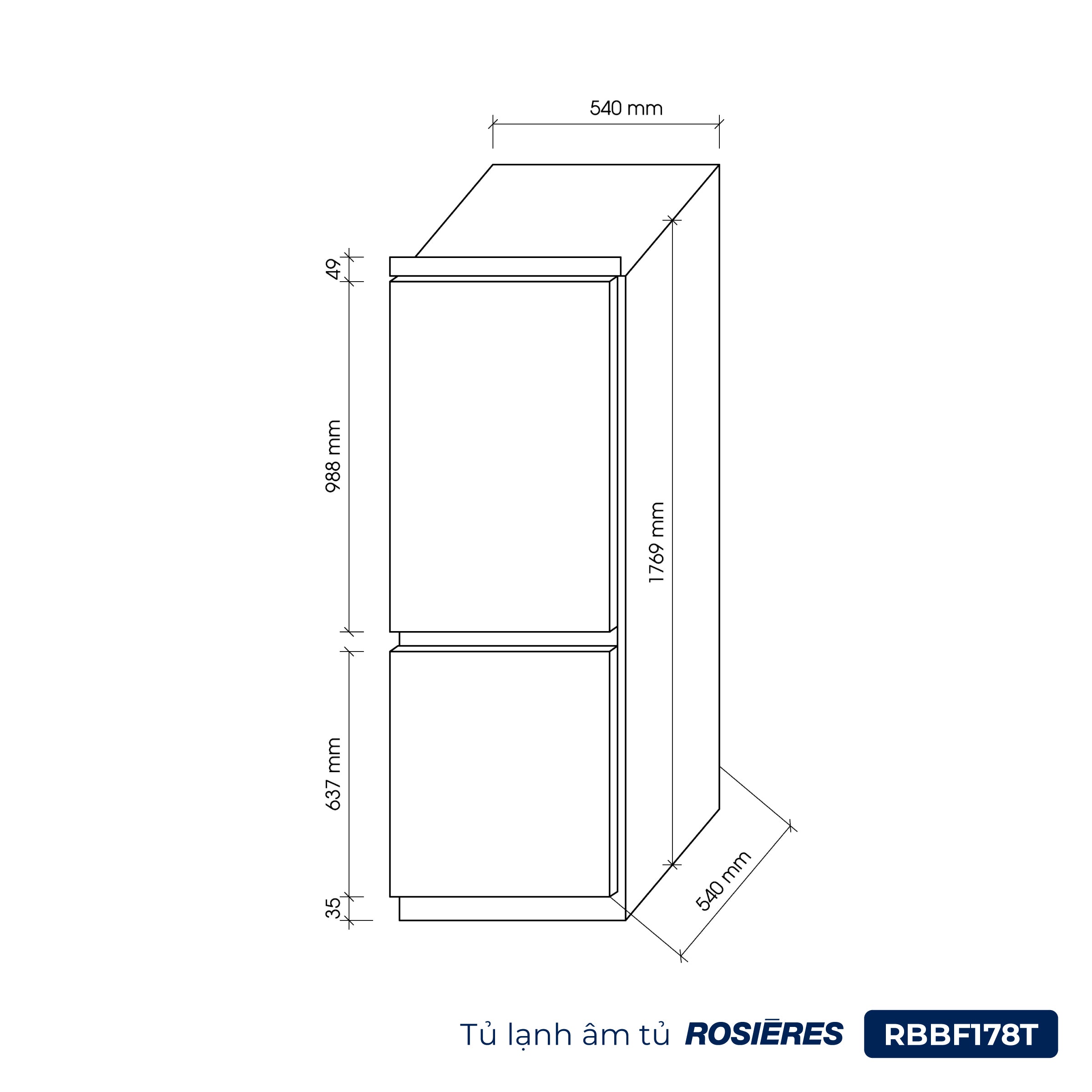 Kích thước Rosières RBBF 178 T
